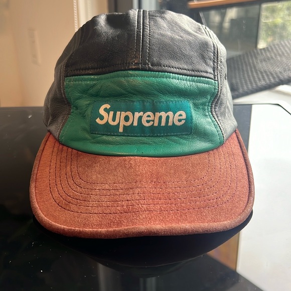 SUPREME LEATHER MULTICOLOR CAMP CAP - Picture 1 of 6